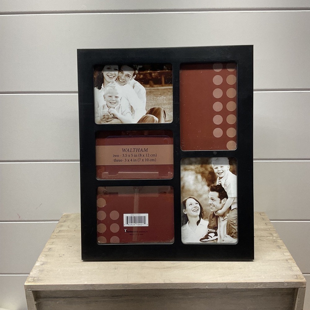 Waltham Black Multi Photo Collage Frame 5 Openings 3.5x5 3x4 Harbortown DV54710